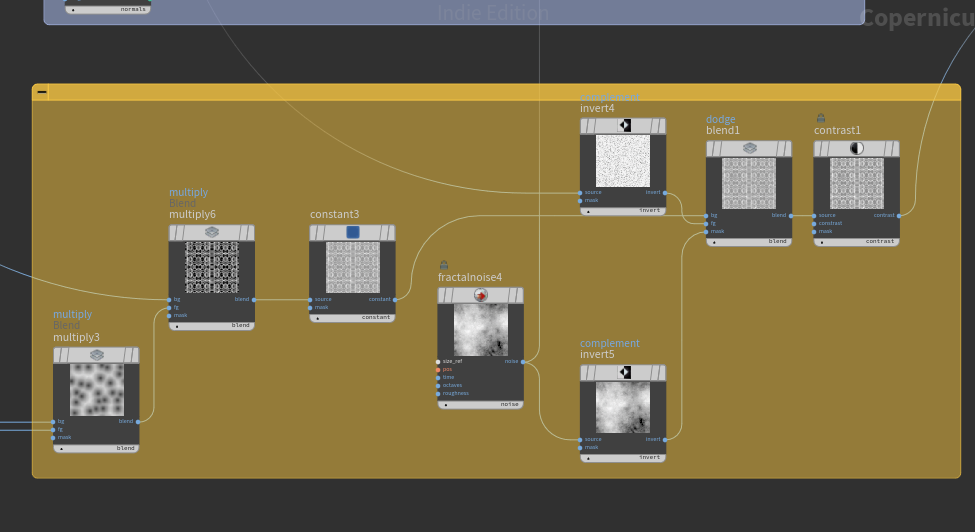 The roughness map at the end, with the combined noise to break up the specular 